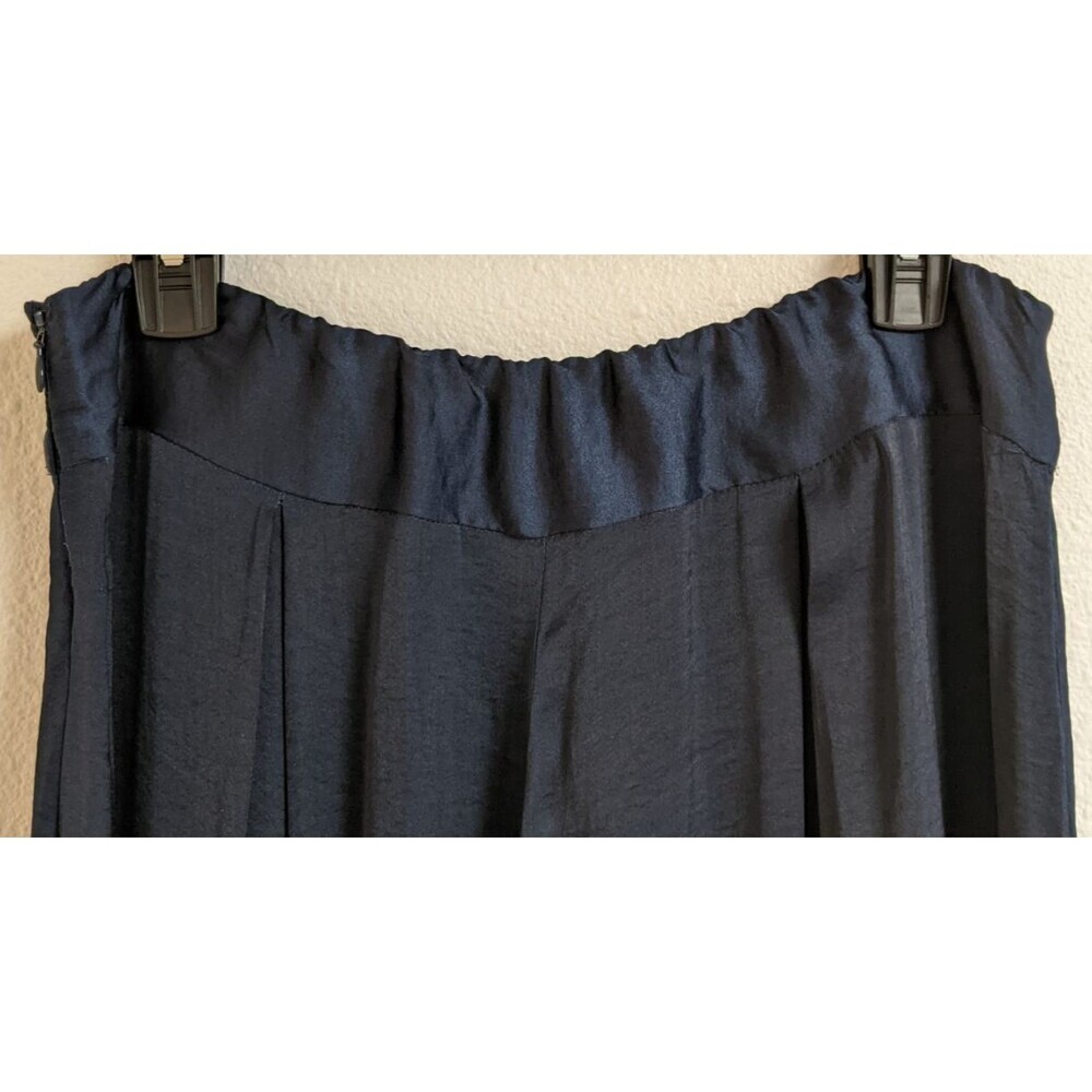 Women's SOFT SURROUNDINGS "Perfect Palazzo" Blue Satin Wide Leg Pants Petite S - Picture 8 of 11